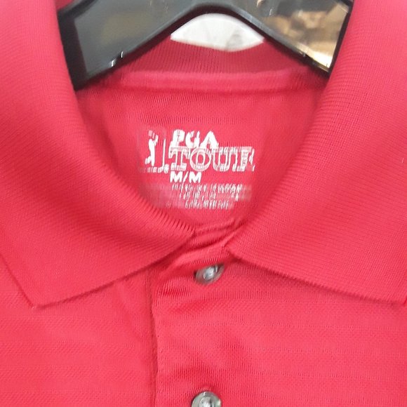 PGA Tour M Dark Red Breathable Polo Shirt - Picture 2 of 3